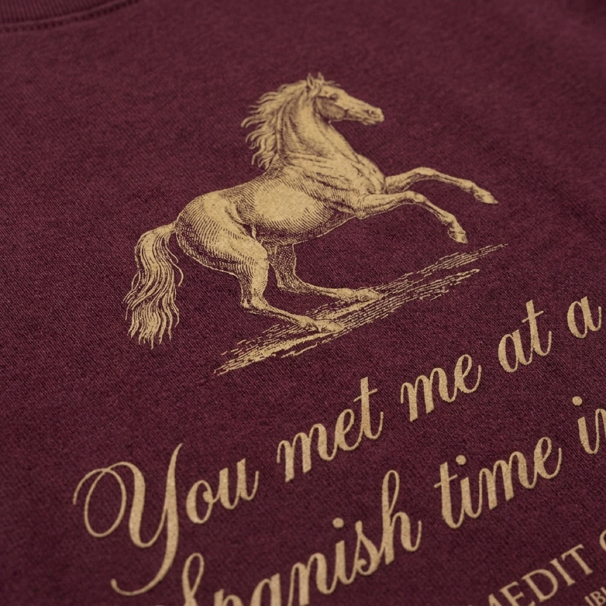 Close-up of the engraved horse and the calligraphy print